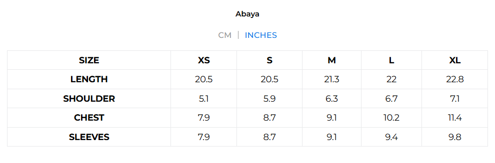 Size chart