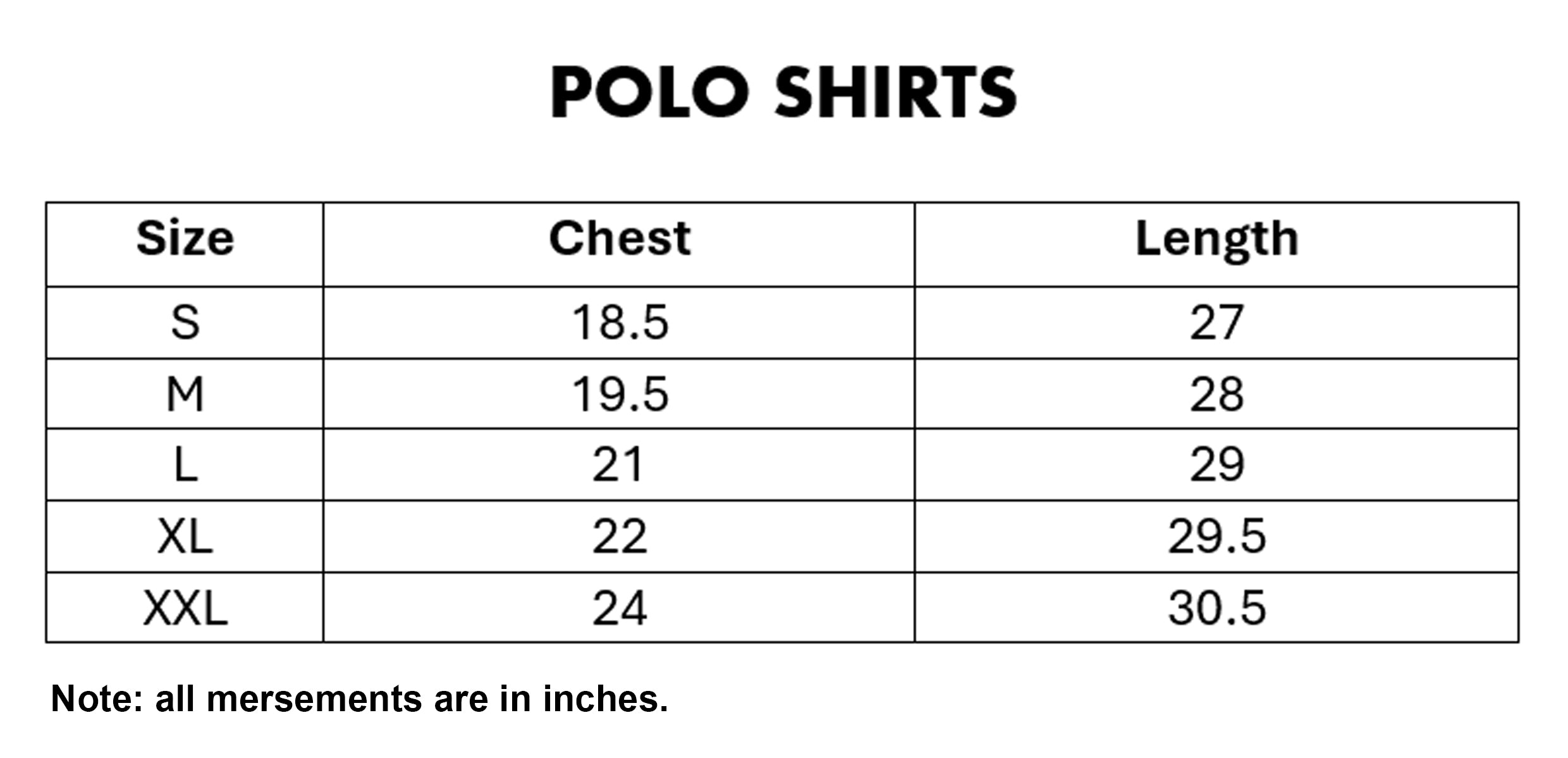 Size chart