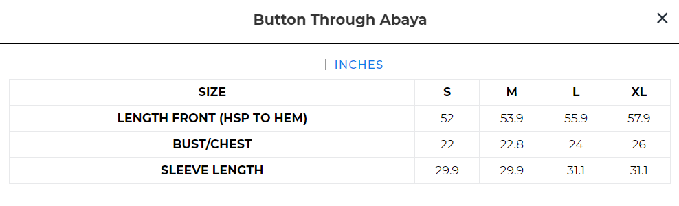 Size chart