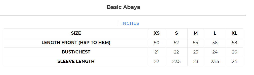 Size chart