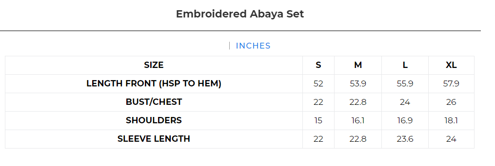 Size chart