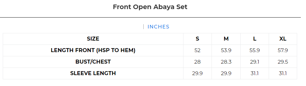 Size chart